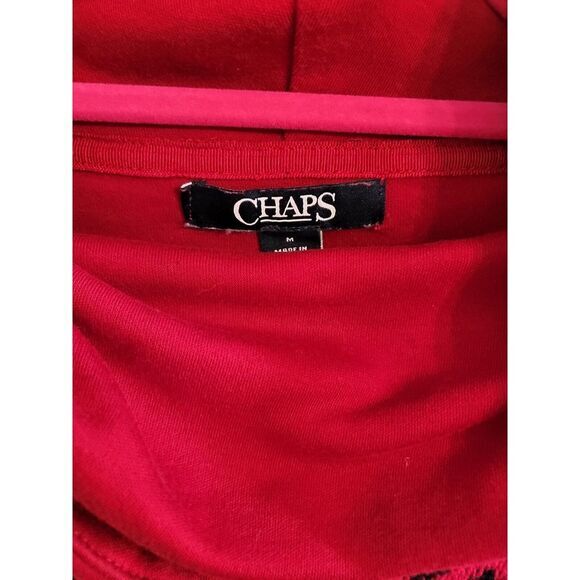 Chaps Women's Red Knit Cowl‎ Neck Sweater Tunic Sz M Fair Isle Pattern Pullover - Picture 2 of 9